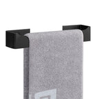 NearMoon Self Adhesive Hand Towel Holder/Towel Ring, Stainless Steel Hand Towel Bar Rustproof Stick on Wall-Towel Rack for Bathroom/Kitchen, Square Sticky and Wall Mounted (12 Inch, Matte Black)
