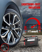 ROCGORLD R8 Tire Inflator Portable Air Compressor, DC 12V Air Compressor Portable with Large Dual Digital Screen, 3X Faster Inflation Air Pump for Car, Bike, Ball, Motor