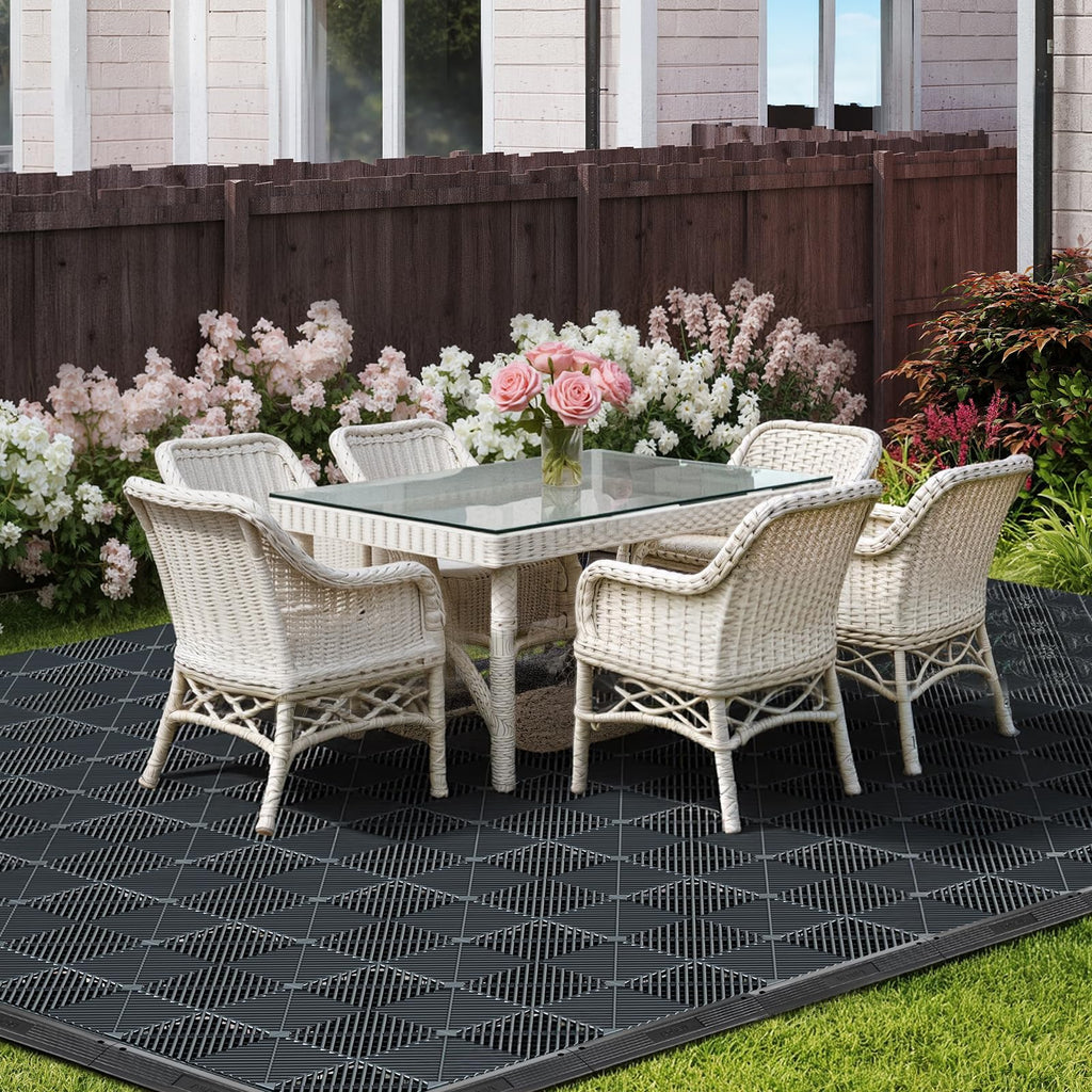 VEVOR Transition Edge Kit, 11-Piece, Durable PP Interlocking Modular Garage Floor Edging, Easy Installation, Only Compatible with VEVOR Drainage Mats, Black，Female