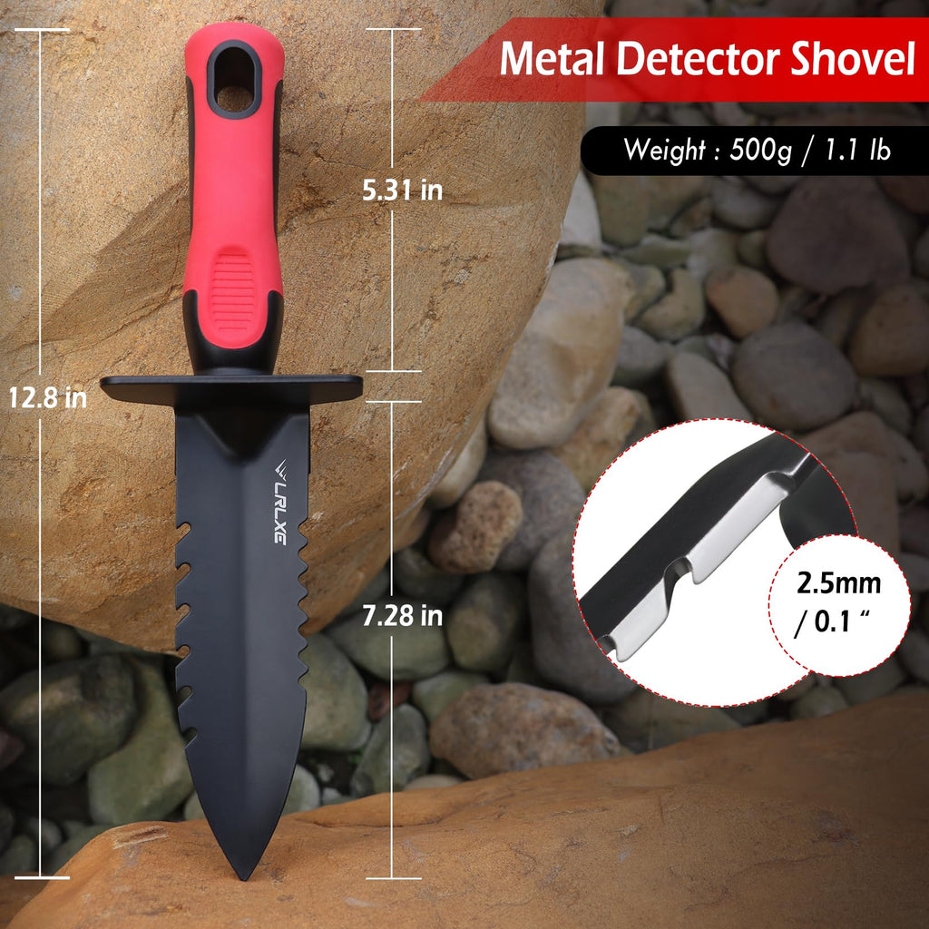 LRLXE Metal Detector Shovel, Heavy Duty Double Serrated Edge Digger