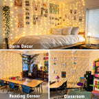 JMEXSUSS 300 LED Remote Control Curtain Lights, Plug in Fairy Curtain Lights Outdoor, Window Wall Hanging String Lights for Bedroom Indoor Dorm Backdrop Wedding Party Patio Christmas Decor, Warm White