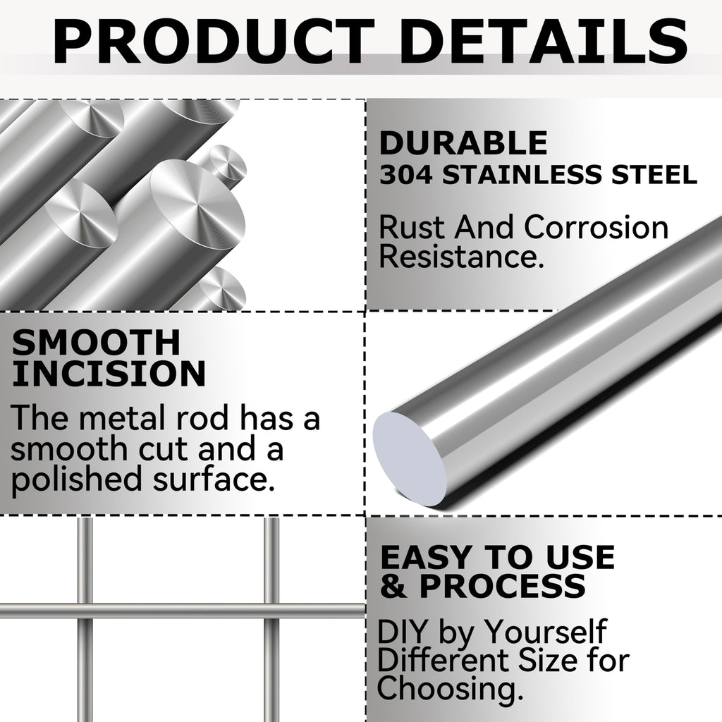 20pcs 2.5MM X 400MM 304 Stainless Steel Round Rods,Metal Solid Shaft Rods (20, 2.5MM X 400)