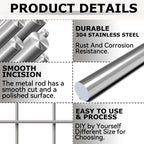 20pcs 2.5MM X 400MM 304 Stainless Steel Round Rods,Metal Solid Shaft Rods (20, 2.5MM X 400)