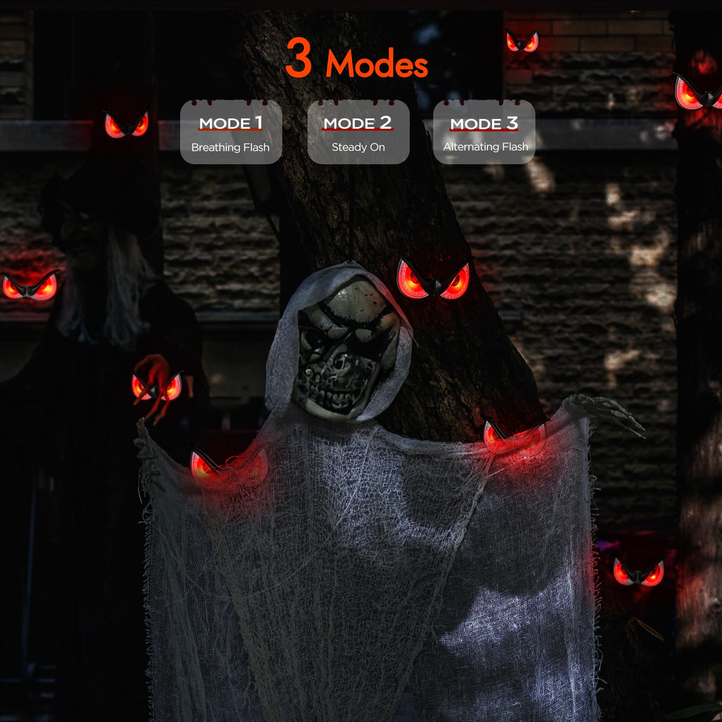 WBao Halloween Decorations Outdoor Flashing Spooky Halloween Eyes Lights, Realistic Glowing Eyes with 3 Light Modes & Timer, Waterproof Battery Operated Eyes for Windows, Trees, Graveyard Decor, 5Pack