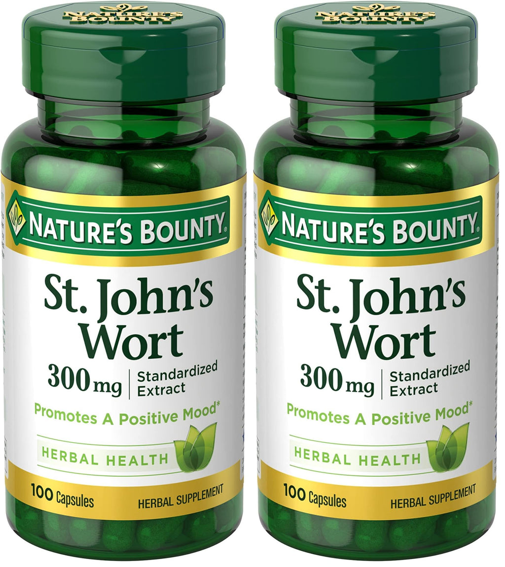 Nature's Bounty St. John’s Wort 300mg Capsules, Herbal Health Supplement, Promotes a Positive Mood, 1 Count (Pack of 200)