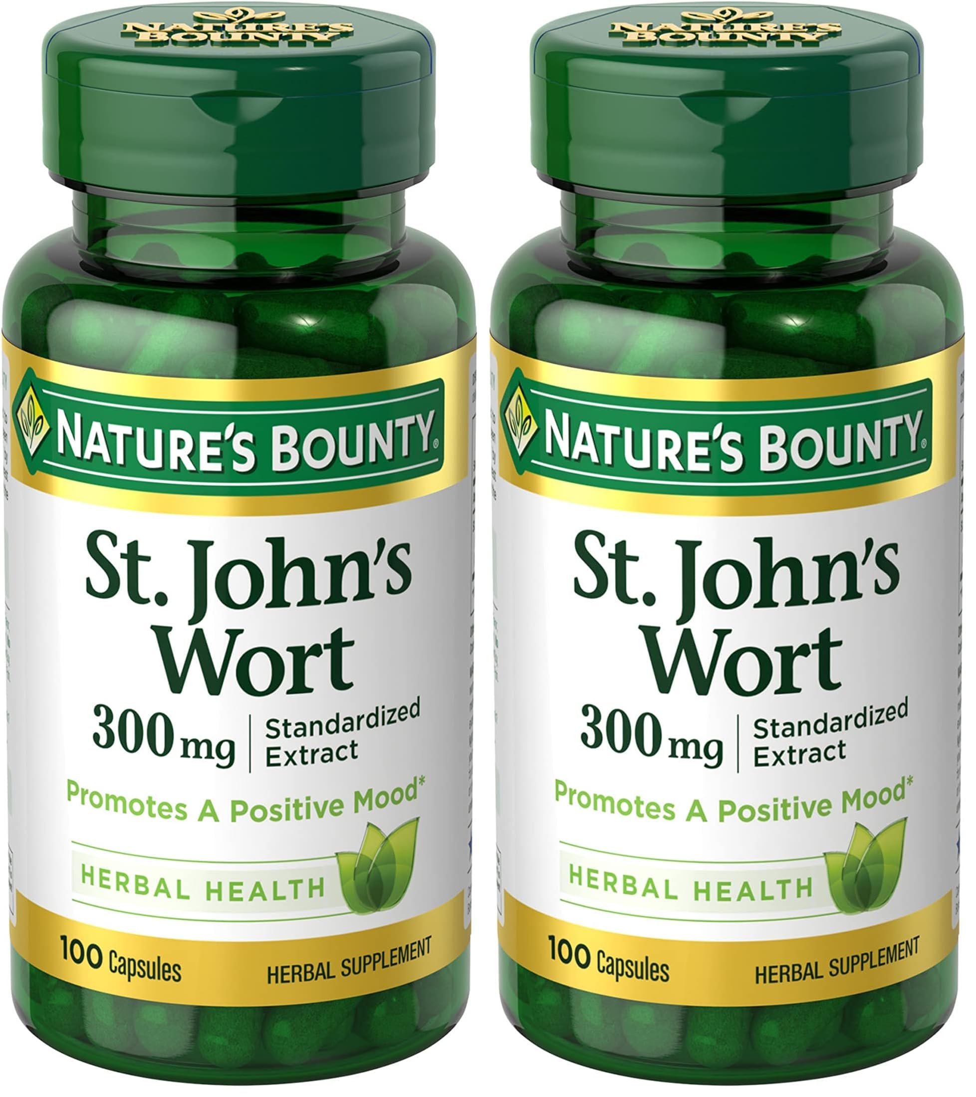 Nature's Bounty St. John’s Wort 300mg Capsules, Herbal Health Supplement, Promotes a Positive Mood, 1 Count (Pack of 200)