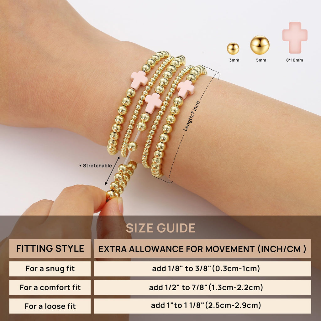 Yoosteel Gold Beaded Bracelets for Women Teen Girls, Gold Plated Jewelry