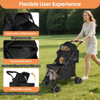 Double Pet Stroller for Dogs and Cats,Cat Strollers for 2 Cats,Double Dog Stroller for 2 Small Medium Dogs,4 Lockable Wheels/Lightweight/Folding, Black