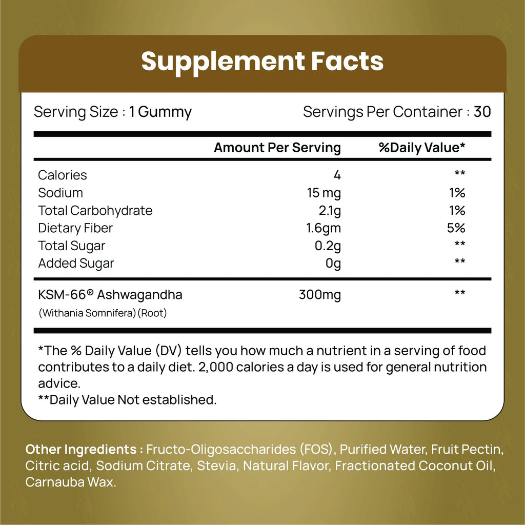 TIKDI Ashwagandha Gummy - 30 Count - Mixed Berry, KSM-66, Vegan, Plant Based, Non-GMO, Gluten-Free, Gelatin Free, No Added Sugar