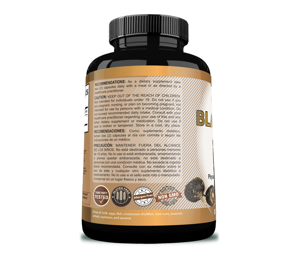Organic Black Maca 1,900 mg per Serving Natural Energy Booster Peruvian Maca for Men & Women 120 Capsules