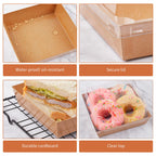 Ocmoiy Small Charcuterie Boxes with Clear Lids, To Go Paper Disposable Food Containers, 5 Inches Bakery Dessert Boxes for Sandwich, Cookie, Pastry, Cake Slice (Brown, 50ct)