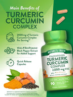 Nature's Truth Turmeric Curcumin Capsules | 90 Count | with 95% Standardized Curcuminoids and Bioperine | Non-GMO and Gluten Free Supplement
