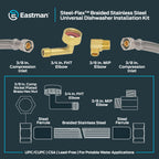 Eastman 4 Ft. Dishwasher Installation Kit, Braided Stainless Steel Supply Line with 3/8 Inch Compression Ends, 41037