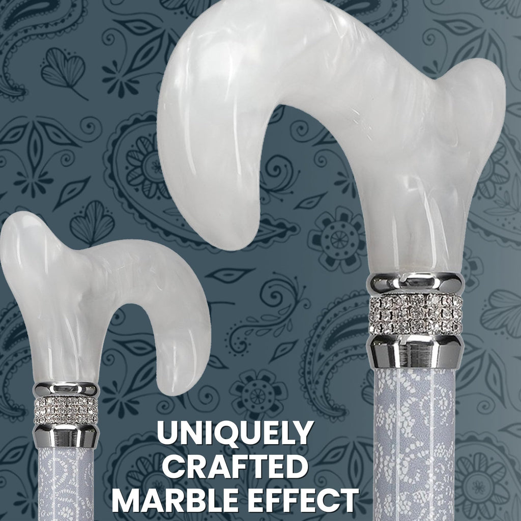 Graceful Lace Designer Adjustable Cane w/Rhinestone Collar