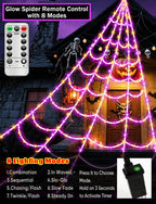 Halloween Decorations Outdoor Spider Web,Upgraded 450 LED Spider Web Lights