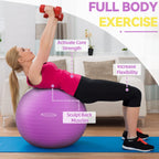 Fitvids Anti-Burst and Slip Resistant Exercise Ball Yoga Ball Fitness Ball Birthing Ball with Quick Pump, 2,000-Pound Capacity, Purple, 30-inch, XL