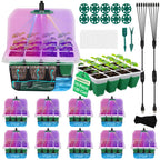 MQHUAYU 10-Pack Self Watering Seed Starter Tray with Grow Light 120Cell