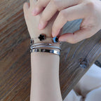 Jade cabbage Gold Bracelets for Women 18K Gold Plated Love Friendship Bracelet With Cubic Zirconia Cuff Bangle Jewelry Set Witness the Gift of Love (Silver 3pcs-B Medium 6.5")