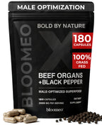 Bloomeo Beef Organ Supplement for Men | 100% Grass Fed Beef Liver Capsules with Bull Testicle, Prostate, Bone Marrow & More X: Ancestral Superfoods for Vital Energy, Immunity & Men’s Health, 180 ct