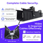 Ascrono Original No Drill Under Desk Cable Management Tray 27.3" - Premium Black Fabric Cable Management Under Desk - Clamp/Screw Mount Cord Organizer - Supports Upto 66lbs