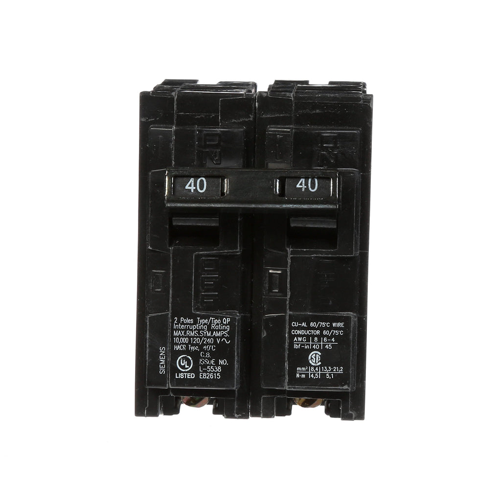 Siemens Q240 40-Amp Double Pole Type QP Circuit Breaker, Black