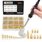 Professional Heat Set Insert Tool Kit: 80W Soldering Iron Heat Insert Tool with 520pcs Brass Inserts & Heat Set Insert Tips (M2-M8) for 3D Printing