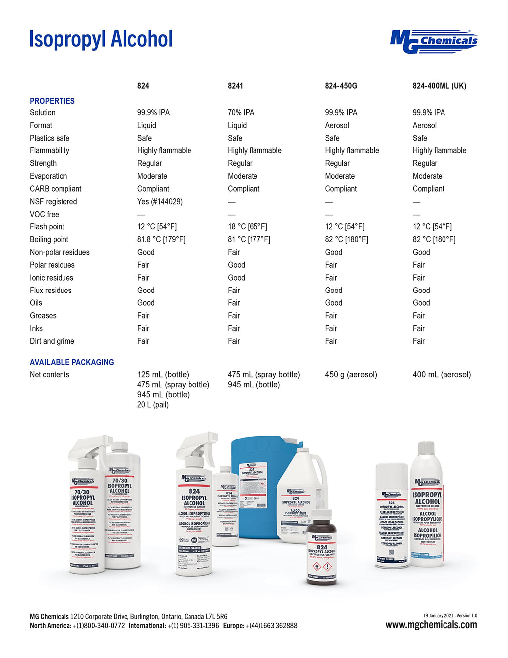 MG Chemicals 99.9% Isopropyl Alcohol Electronics Cleaner, 475 mL Liquid Spray Bottle