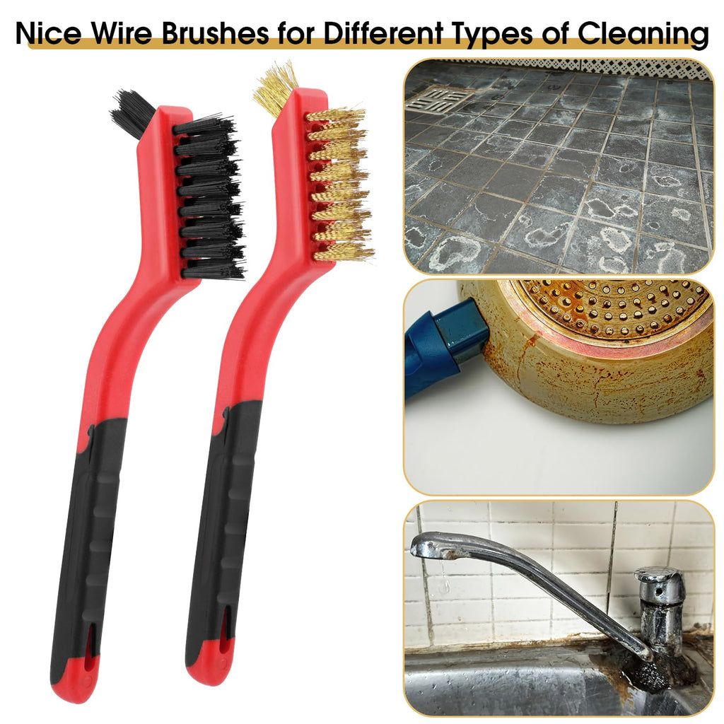 Wire Brush for Cleaning, Small Brass Steel Nylon Brush, Metal Rust Remover