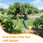 Pragmatist Fruit Picker Pole Tool with Basket, 9.6 FT (116 Inch) Adjustable Fruit Grabber Reacher Tool Long Handle Fruit Catcher for Apple Lemon Pear Citrus Mango Tree Gardening Supplies, Black