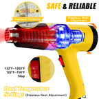 JFTOOIS Heat Gun 572&1112℉ Dual Temperature Control Rapid Heating Heavy-Duty Hot Air Gun Kit, Includes 4 Nozzles, Suitable for Crafts, Heat Shrink PVC, and Paint Removal(JF-2001W)