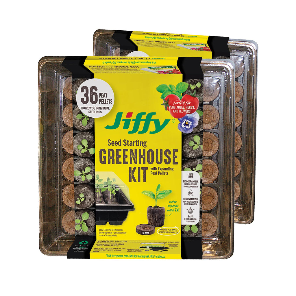 Jiffy Seed Starting Tray Kit - 36 Cell Germination Tray, Portable - 2 Pack, 72 Pellets - Plastic