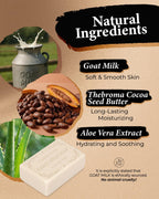 larosanna Australian Goat Milk Soap,Helps Moisturize,Smooth & Cleanse Skin,Triple-milled Bar Soap with Cocoa Butter,Aloe Vera and Pure Plant Oil,Body Soap Bars 6.3 oz for Adults & Babies,Pack of 4