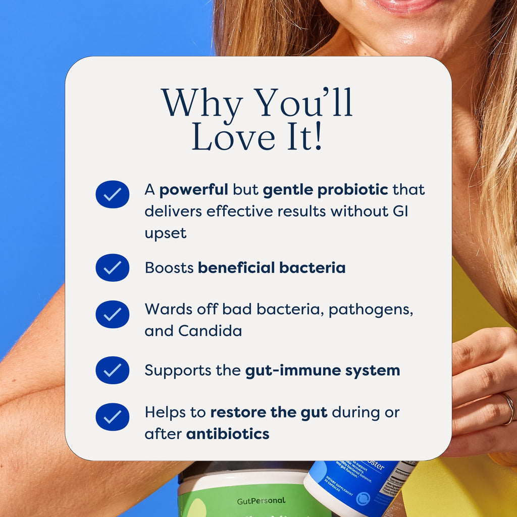 GutPersonal The Booster Targeted Probiotic for Gut Health: Boost Good Bacteria, Reduce Bad Bacteria, and Support The Immune System with 5 Billion CFU Saccharomyces Boulardii, Capsules, 60 Servings