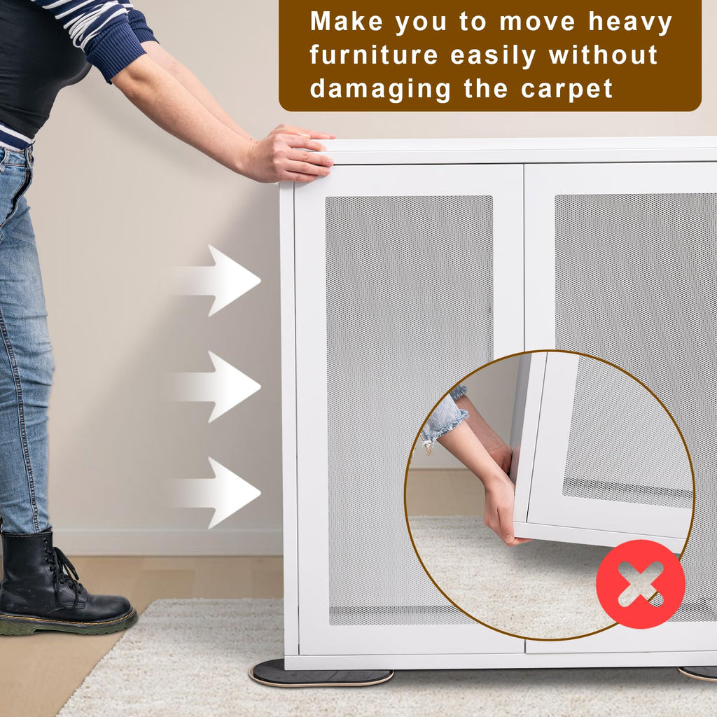 Furniture Sliders, Furniture Sliders Pads for Hardwood Floors, Chair Legs Floors Protectors, Reusable Round Glides Glider, Heavy Duty Furniture Movers Sliders (8 Pcs, 5 3/4inch x 9 1/2inch,Coffee)