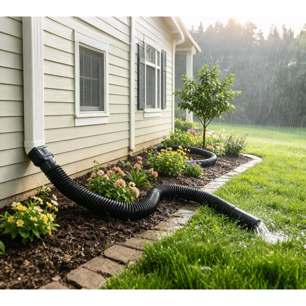 Prestantious 16.5ft Long Downspout Extender, 3.1" OD Gutter Downspout Extensions Pipe for 3"×4" and 2"×3" Downspout, Inside Diameter 2.6 Inches, Flexible Pipe Stretched Length 16.5ft, Black,1-Pack