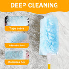 50PCS 360° Duster Refill for Swiffer Duster, Heavy Duty Refills Disposable Microfiber Duster Feather Duster Kit with1 Short Handle and 1 Extenda Handle