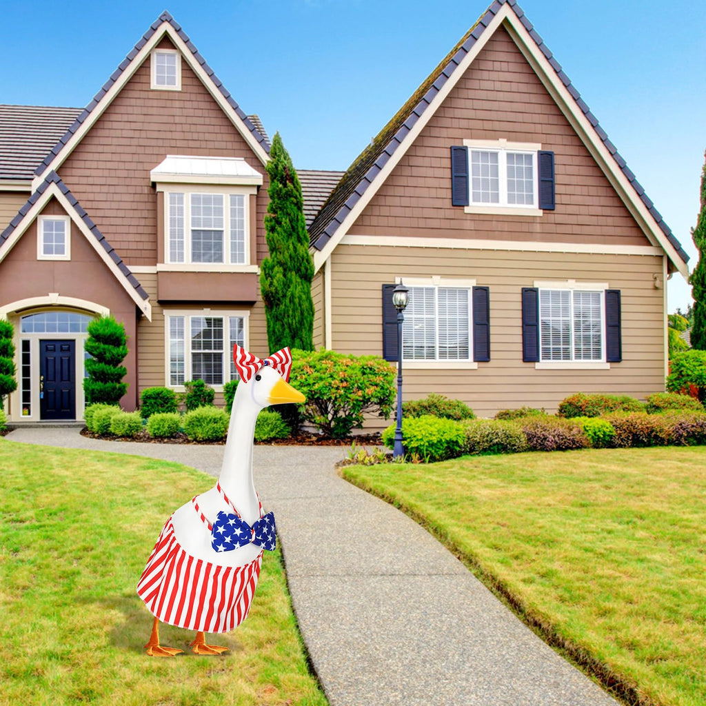 Silicherry 4th of July Goose Outfit Set Patriotic Lawn Porch Goose Clothes American Flag Goose Costume Independence Day Goose Outfit for 23'' Plastic Goose Outdoor Patio Yard Lawn Art(Bikini)