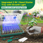 BlumWay Seed Starter Tray with Grow Light, Humidity Dome, 2 Pack 80 Cells