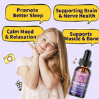 Kids Magnesium Liquid Drops-Magnesium Glycinate Liquid for Kids Supplement-w/L-theanine, Omega-3, Vitamin B6, D3 - for Sleep, Relaxation, Brain, Bones - 4 Fl Oz Children's Calm
