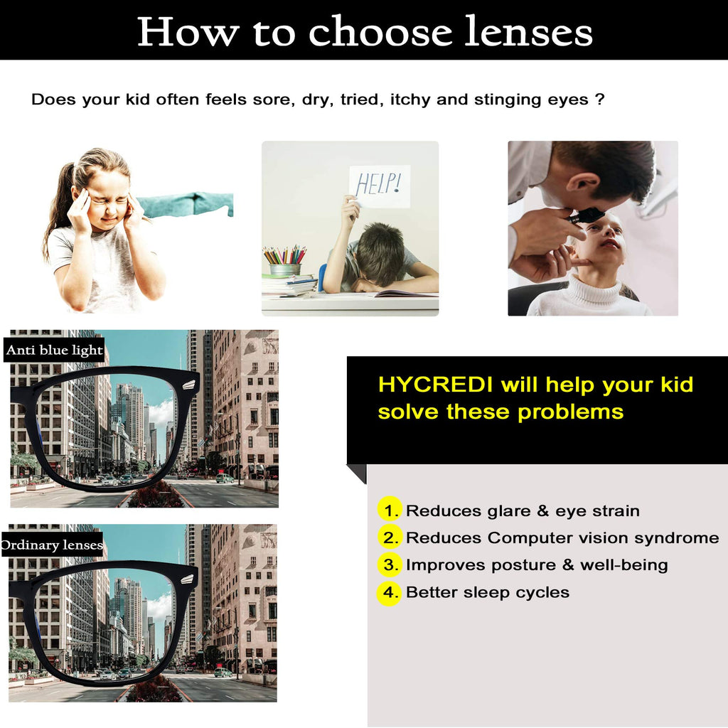 Hycredi Kids Blue Light Blocking Glasses，Anti Eyestrain & UV Protection, Computer Gaming TV Phone Glasses for Boys Girls-(Clear Pink+Clear+Leopard)