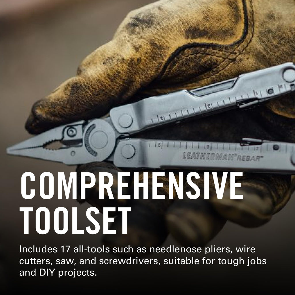 LEATHERMAN, Rebar Multitool with Premium Replaceable Wire Cutters and Saw, Stainless Steel