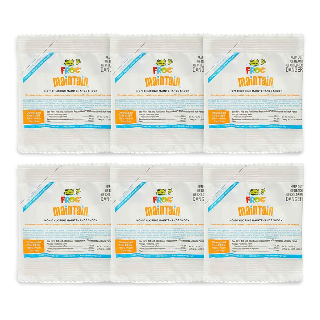 FROG Maintain for Hot Tubs - Non-Chlorine Shock for use with All Hot Tub FROG Sanitizing Systems - Single Dose Packets for Easy Hot Tub Maintenance & Treatment - 6 Pack