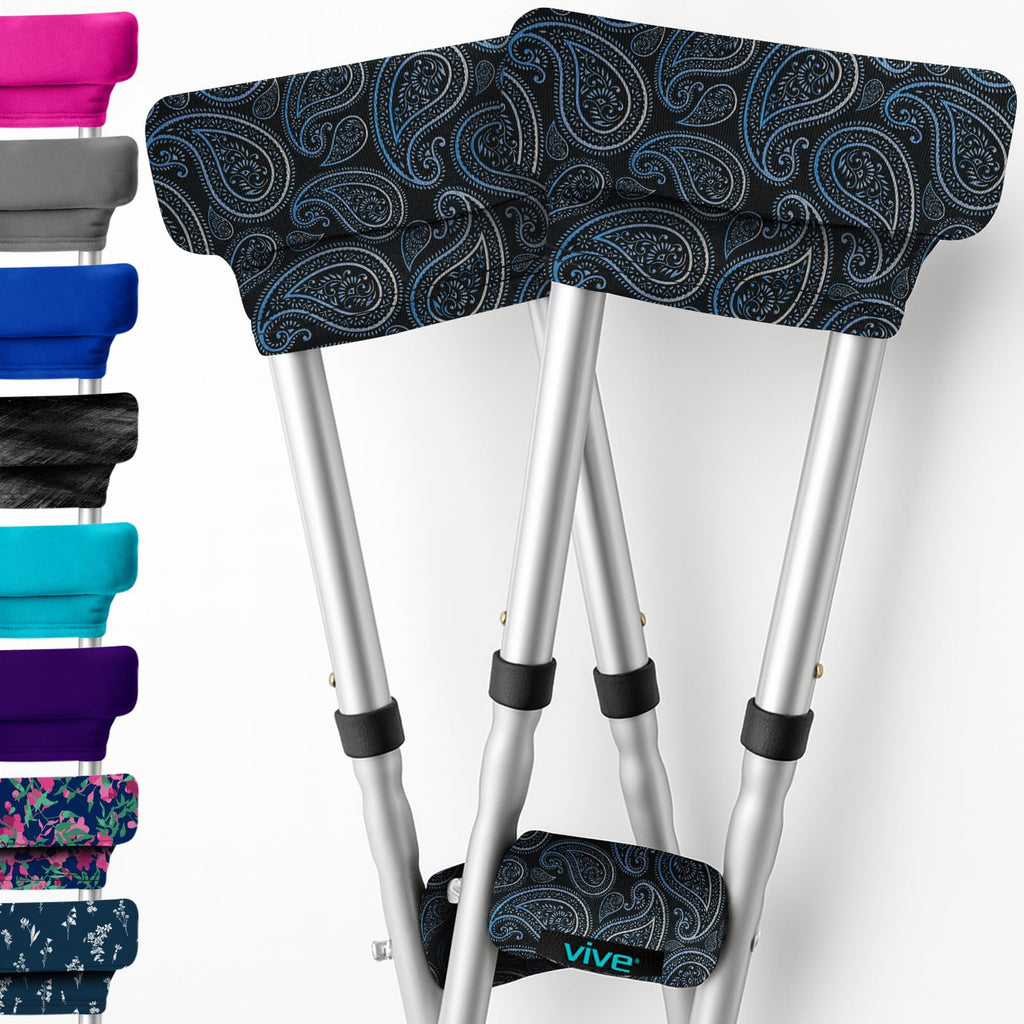 Vive Crutch Pads for Armpits and Hand Grips - Pads for Crutches Handles and Underarms - Crutch Cushions Covers - Soft Padded Under Arm Cover - Crutch Accessories for Women, Men, Kid (1 Pair, Paisley)