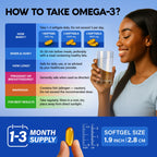 Omega 3 Fish Oil 3600 mg - Omega 3 Supplement | EPA & DHA - Heavy Metals Free - Heart, Brain & Joint Support - Purified Fish Oil for Men & Women - Lemon Flavored - Made in USA, 90 Softgels