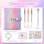 JIALILI Diary with Lock for Girls, Password Locked Journals for Teen Girls, Secret Diary Gifts for 9 10 11 12 Year Old Girls, Kids Journals Set for Ages 8-12 Teenage