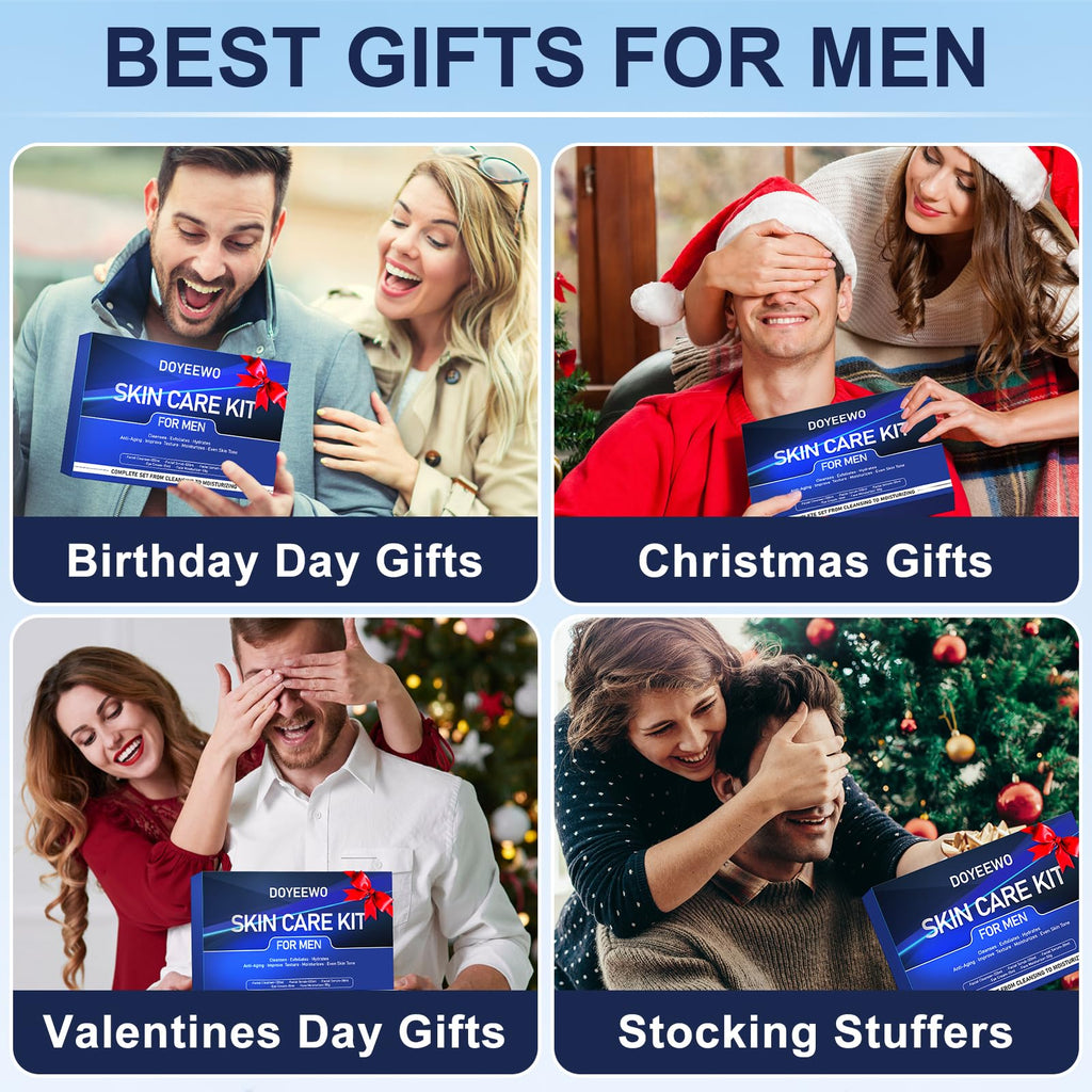Skin Care for Men, Hydrate, Firm, Anti-Aging & Wrinkle Mens Self Care Facial Face Routine Kit,Birthday Valentines Gift Baskets for Young Men Him Teen Boy Dad Boyfriend Husband Christmas Gifts Ideas