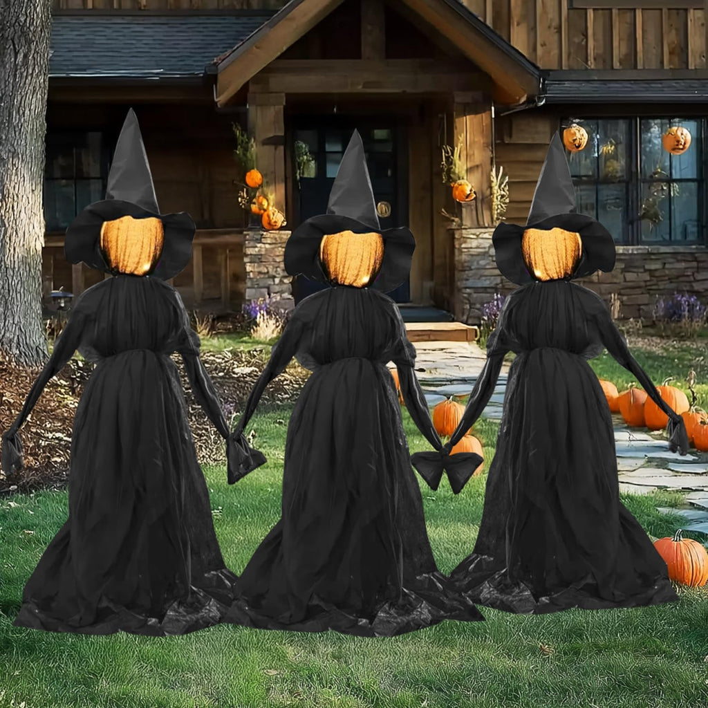 Halloween Witch Decorations Outdoor, 5 FT Set of 3 Light Up Witches Stakes