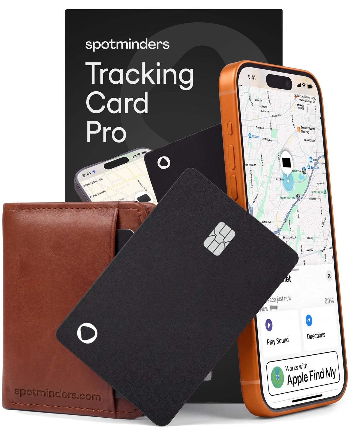 SPOTMINDERS Apple MFi Certified Wallet Tracker PRO Works with Apple Find My IP68 Rechargeable Tracking Card for Wallet Luggage Passport 0.07in Slim Credit Card Design Item Finder