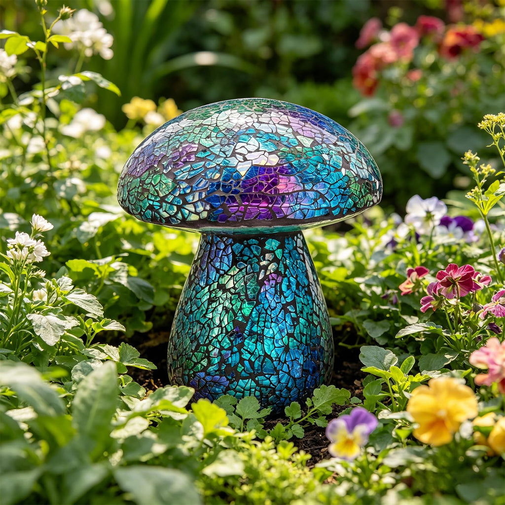 Bshine Mushroom Garden Statue Decoration, Mosaic Mushrooms Outdoor Decor