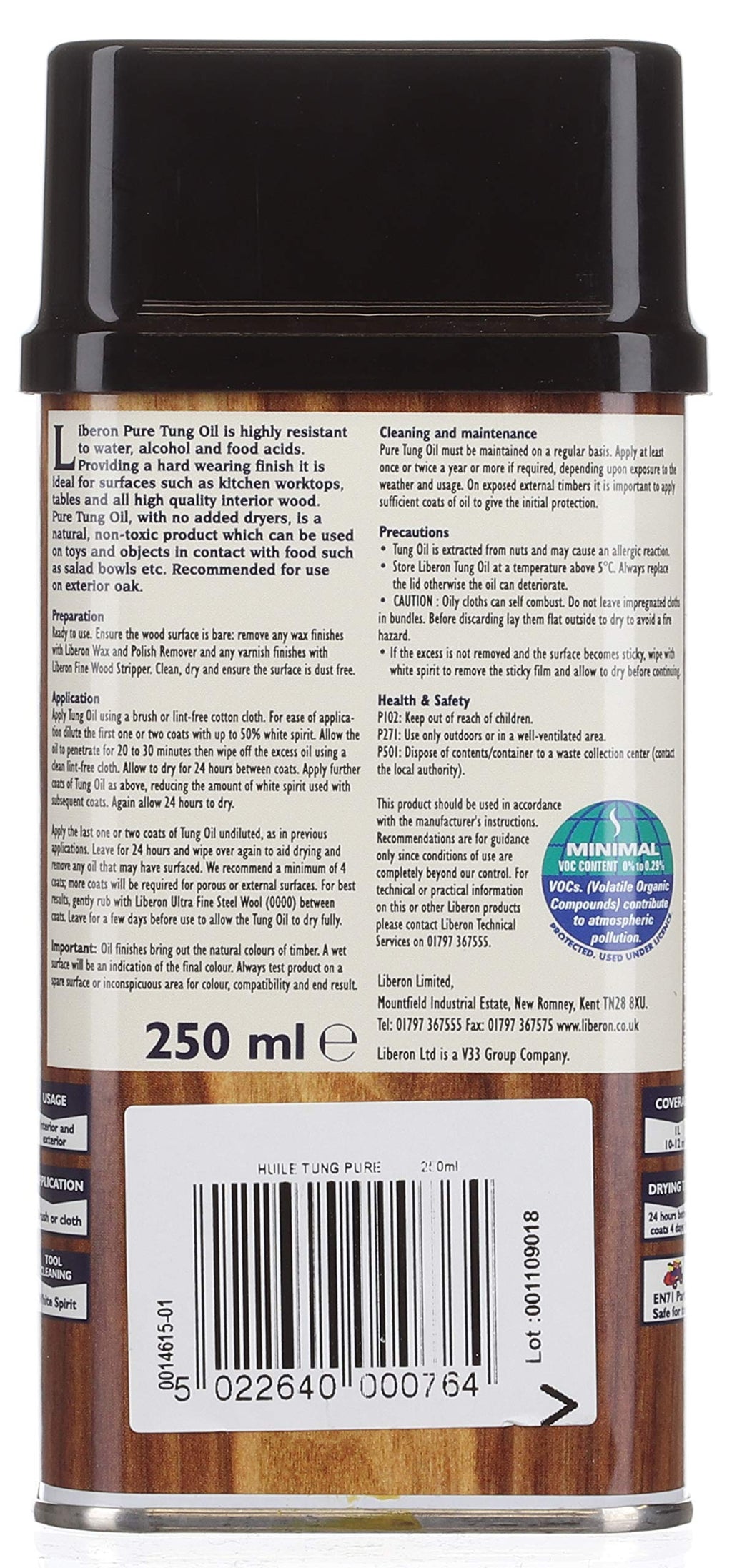 Liberon Pure Tung Oil, 250 ml